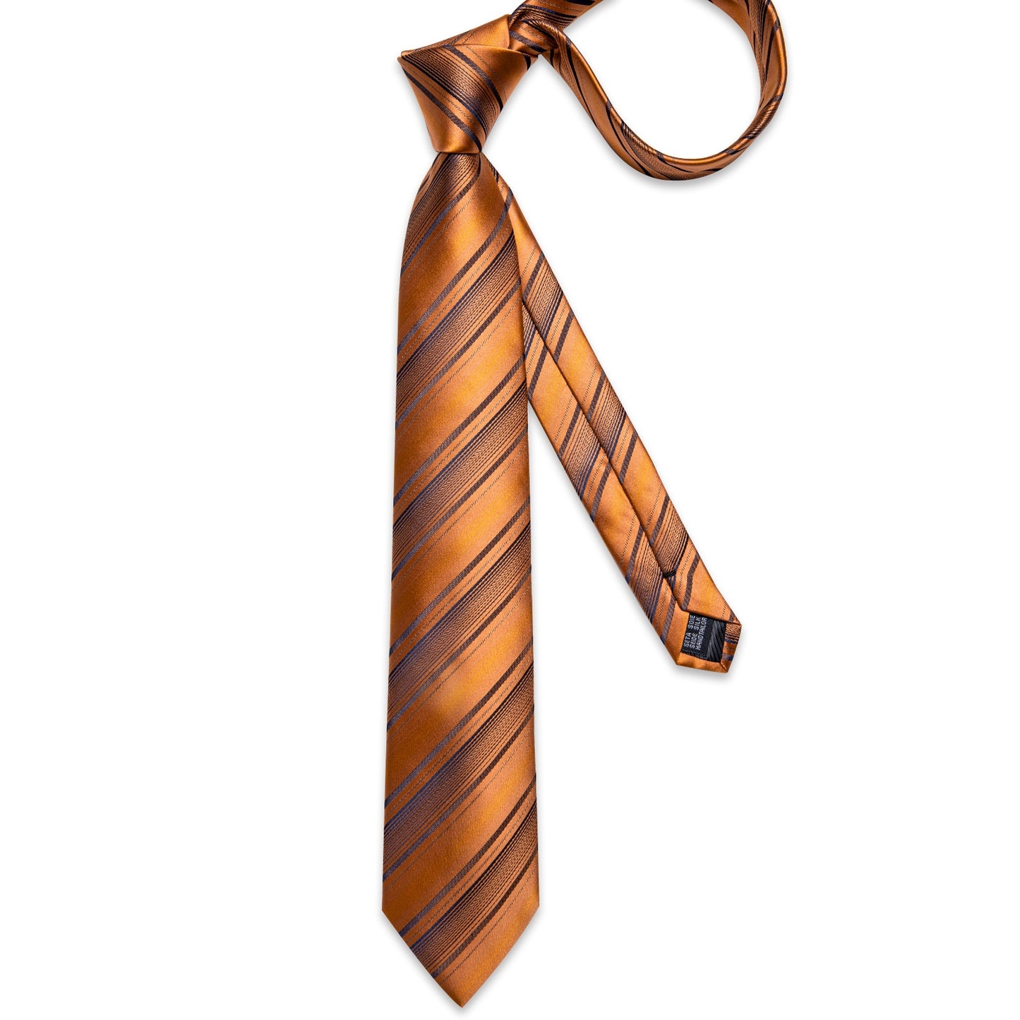 Rusty Orange Stripes Silk Tie Set