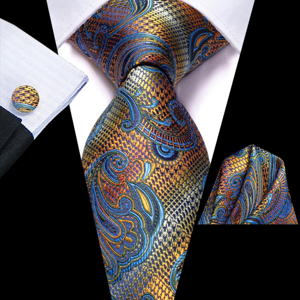 Sunset Silk Tie, Pocket Square and Cufflinks