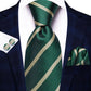 Mocha Stripes In Green Tie Set - Masculine Clothes