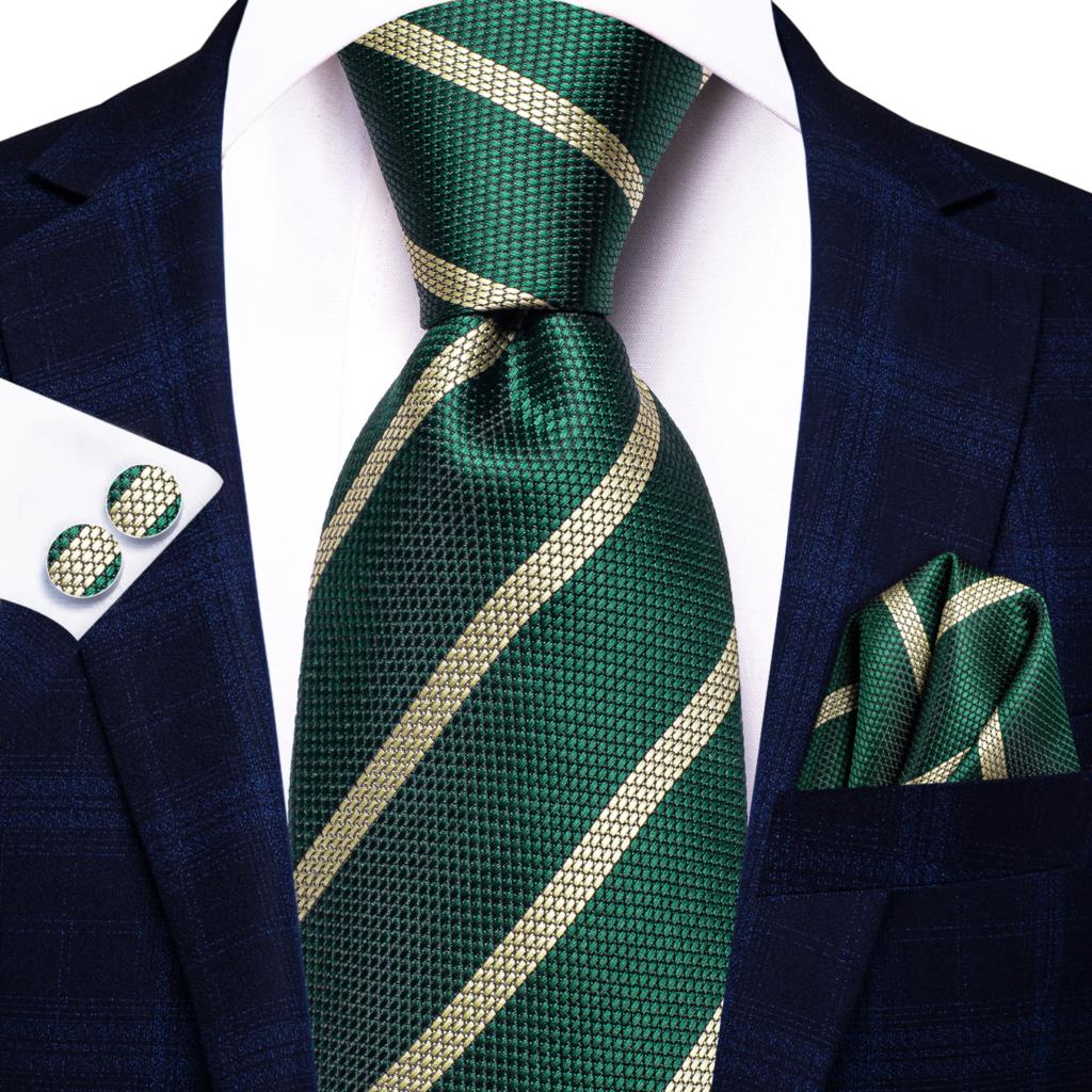 Mocha Stripes In Green Tie Set