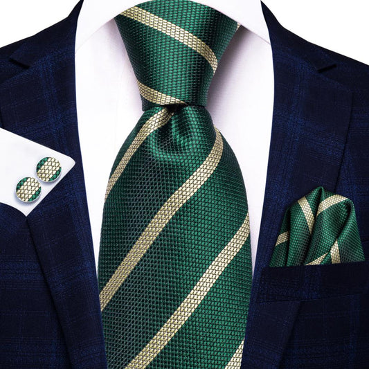 Mocha Stripes In Green Tie Set