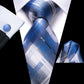 Blue and White Checkered Tie Set