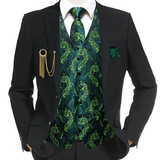 Green Dragon Paisley Vest Set