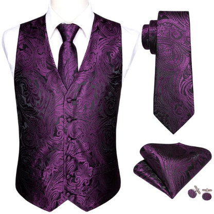 Purple Silk Vest Set