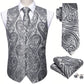 Silver Gray Paisley Vest Set - Masculine Clothes
