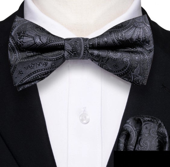 Black Floral Bow Tie