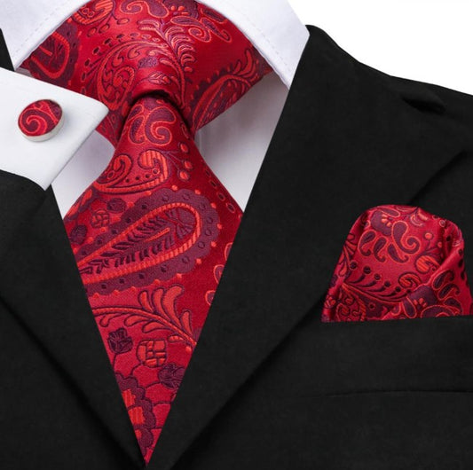 Red Garden Tie Set