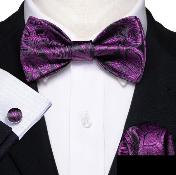 Purple Paisley Bow Tie