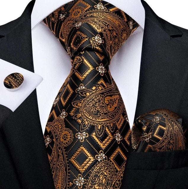 Gold Diamond Tie Set