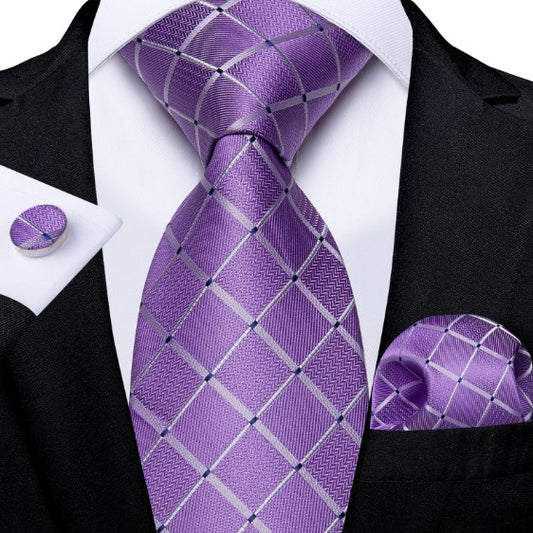 Purple Squares Tie Set