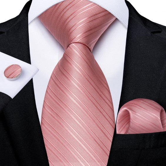 Pink Lines Tie Set