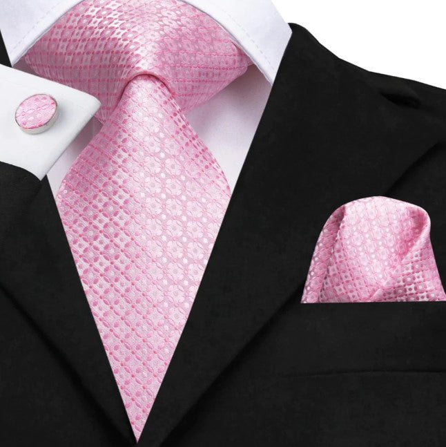 Pink Diamonds Tie Set