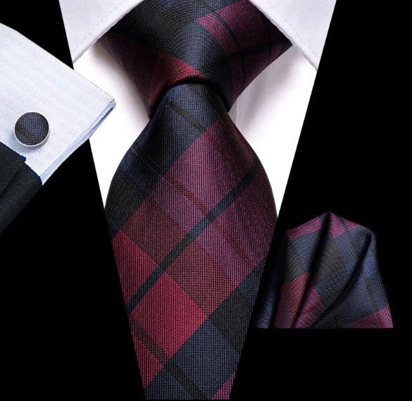 Dark Checkered Tie Set