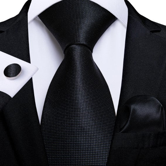 Solid Black Tie Set