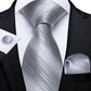 Silver Gray Striped Tie Set - Masculine Clothes
