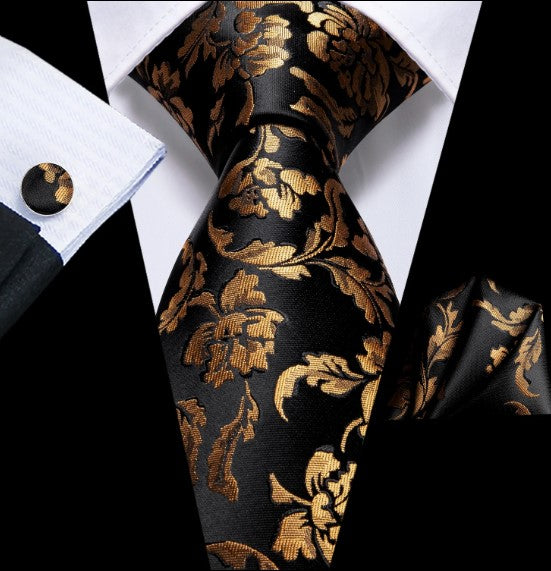 Gold Floral Tie Set