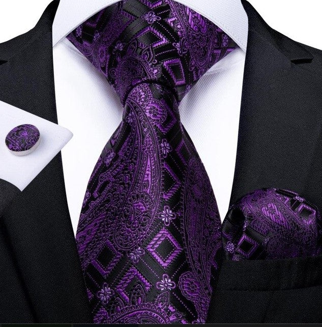 Purple Diamond Tie Set