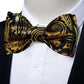 Gold Paisley Bow Tie Set in Black - Masculine Clothes