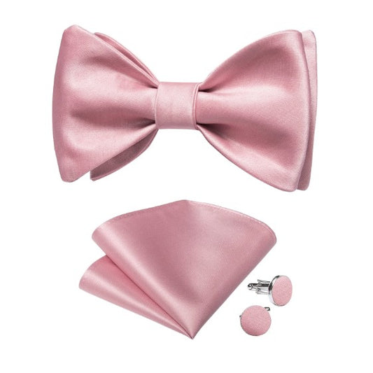 Salmon Pink Silk Bow Tie Set