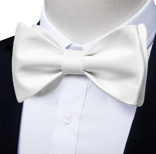 White Silk Bow Tie Set