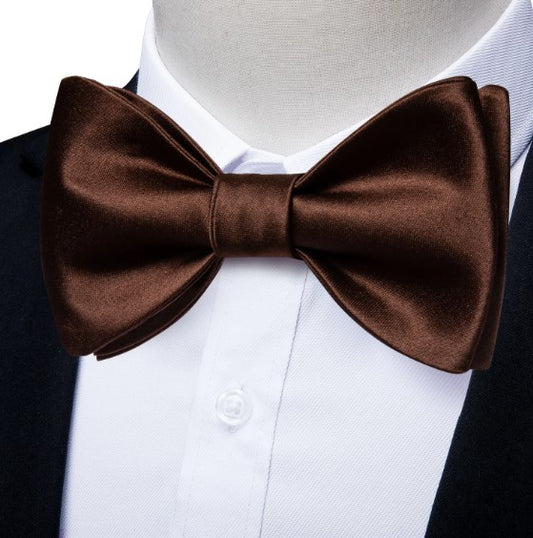 Brown Silk Bow Tie Set