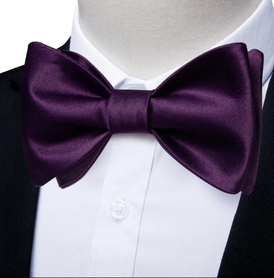 Purple Silk Bow Tie Set