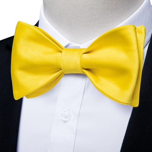 Yellow Silk Bow Tie Set