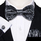 Silver Paisley Bow Tie Set in Black - Masculine Clothes