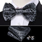 Silver Paisley Bow Tie Set in Black - Masculine Clothes
