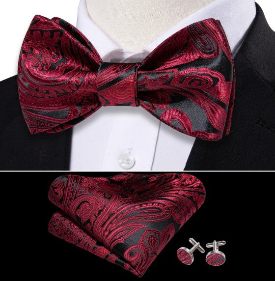 Red Wine Paisley Bow Tie