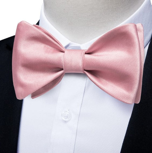 Salmon Pink Silk Bow Tie Set