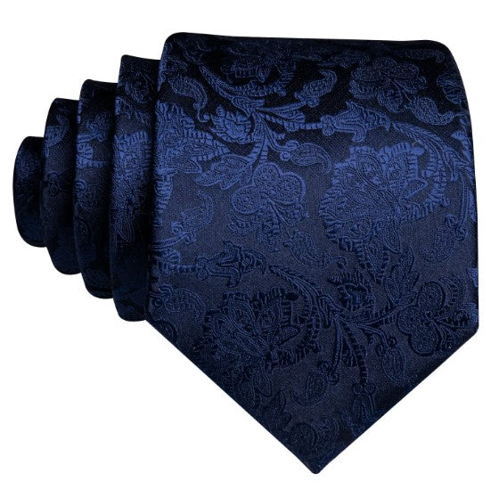 Navy Blue Floral XL Tie Set
