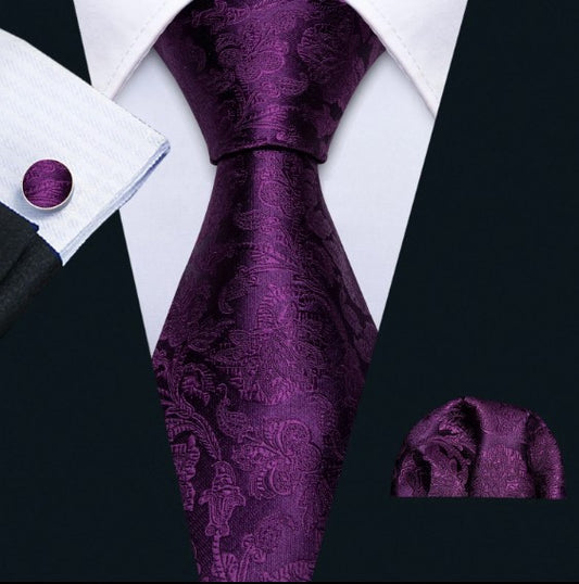 Purple Floral XL Tie Set