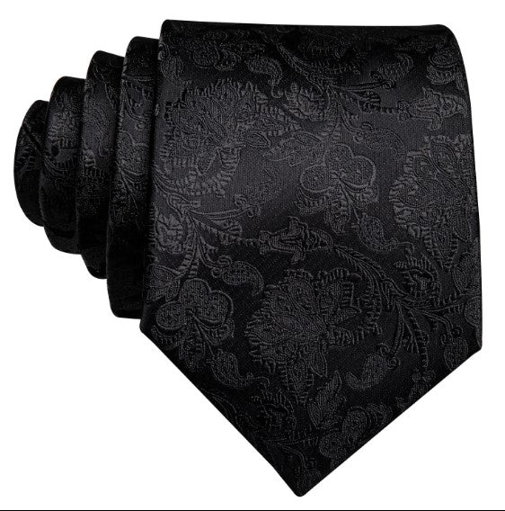 Black Floral XL Tie Set