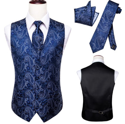 Shimmering Blue Paisley Vest Set