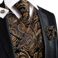 Gold Floral Paisley Vest Set in Black - Masculine Clothes