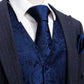 Navy Blue Paisley Vest Set - Masculine Clothes