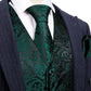 Green Floral Vest Set in Black - Masculine Clothes