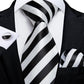 Black and White Striped XL Tie Set