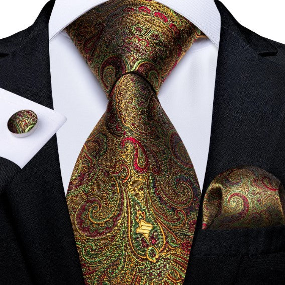 Gold Charm Paisley Tie Set