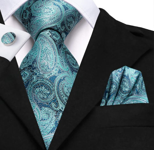 Vanish Blue Paisley Tie Set