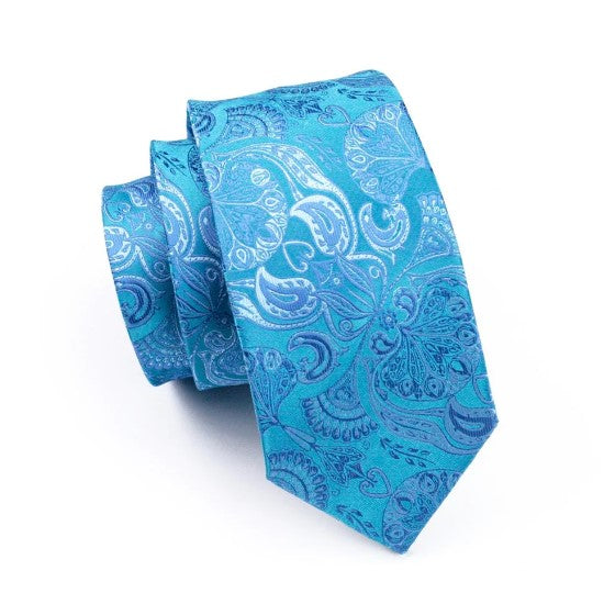 Arctic Paisley Tie Set in Silver