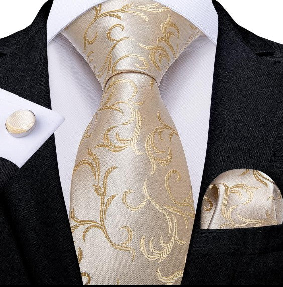 Cream Rapples Paisley Tie Set