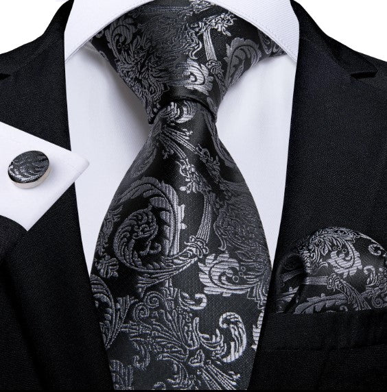 Gift Tie Set in Black and Silver