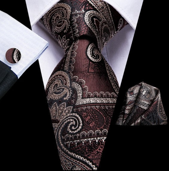 Heart Shape Tie Set in Brown