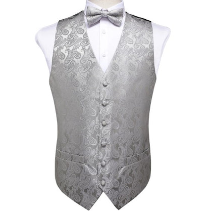 Silver Paisley Vest Set