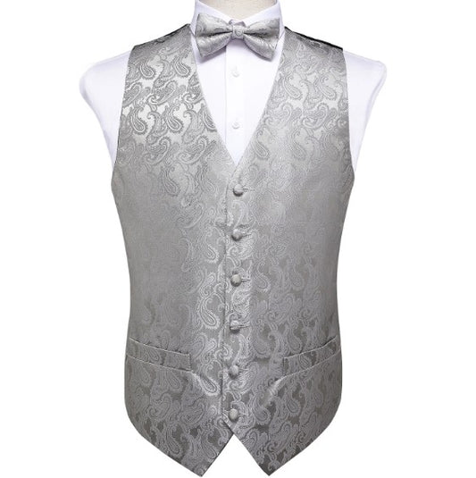 Silver Paisley Vest Set