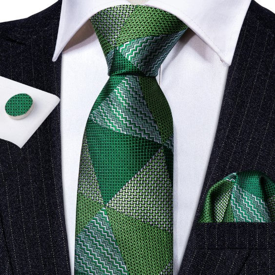 Green Abstract Vector Tie Set