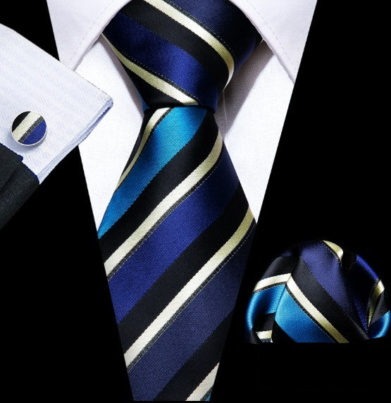 Olympic Blue Striped Tie Set