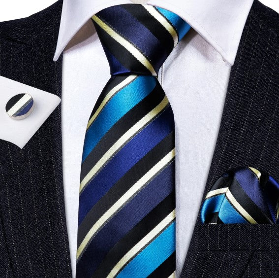 Olympic Blue Striped Tie Set